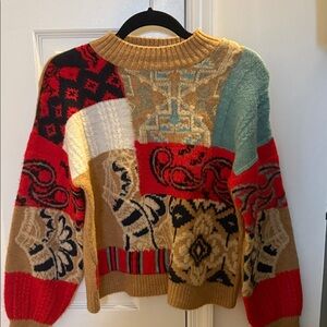 Anthropologie Multicolor Patchwork Sweater